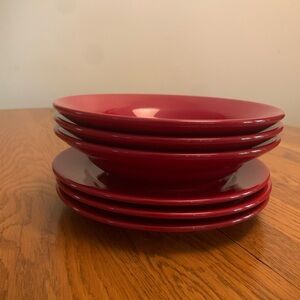 Waechtersbach Plates and Bowls 6 Set Red Fun Factory